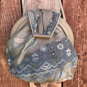 Vintage JR Julius Resnik Leather Tapestry Jacquard Purse Bag Crossbody Shoulder